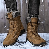 cheap Winter &amp; Snow Boots-Tan Suede Men's Winter Boots with Fur Lining – Warm and Durable Footwear for Snowy Adventures and Outdoor Holiday Activities