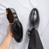 お買い得  チェルシーブーツ-メンズブラウンフェイクレザーチェルシーブーツ - スタイリッシュなスリッポンデザイン、快適で多用途、フォーマルやスマートカジュアルなシーンに最適