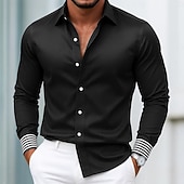 economico Camicie in raso da uomo-Per uomo Camicia Camicia in raso Camicia elegante Camicia casual Camicia con Bottoni Camicia da Ballo Semplice Formale Matrimonio Nero Vino Blu marino Blu reale Manica Lunga Bavero Tutte le stagioni