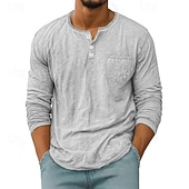 Herren T Shirt Henley Hemd T-Shirt Langarmshirt Langarm Henley Frühling Herbst Einfach Mode Designer Basic Taschen Urlaub Straße Ausgehen Schwarz Weiß Rote Top T-Shirt für Herren preiswerte Lässige T-Shirts für Herren-Herren T Shirt Henley Hemd T-Shirt Langarmshirt Langarm Henley Frühling Herbst Einfach Mode Designer Basic Taschen Urlaub Straße Ausgehen Schwarz Weiß Rote Top T-Shirt für Herren