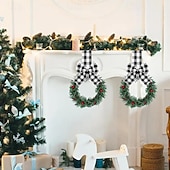 olcso Koszorúk, Girlandok és Díszek-4/6 db-os mini karácsonyi koszorúk piros masnikkal és gyümölcsös díszítésekkel, ünnepi kirakat, szekrény &amp;lakberendezés, tökéletes partikra, szezonális dekoráció