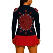 economico Camicia Donna-Per donna Boho Maglia da tennis Top sportivo Elegante Stampa Elastico Traspirante Tennis Pickleball Corsa Top Nero Abbigliamento da tennis