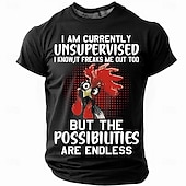 voordelige Grappige T-shirts voor mannen-Voor heren Haan Grappig jargon T-shirt Korte mouw T-shirt 3D-afdrukken Strakke ronde hals Overhemd Modieus Dagelijks Straat Dagelijks blauw Zwart Groen Zomer Lente Kleding S M L XL XXL XXXL