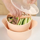 זול Grills &amp; בישול בחוץ-סיר אידוי סיליקון למיקרוגל 42oz, 3 תאים, סיר אידוי סיליקון 4 ב-1 עם ידית ומכסה לירקות, דגים, הכנת ארוחות, מזון לתינוקות, תנור &amp;בטוח למדיח כלים, קל לניקוי