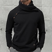 preiswerte Herrenpullover-Herren Pullover Strickpullover Gerippt Stricken Normale Oberteile Knöpfe Gestrickt Einfach Stapelhals Mode Basic Urlaub Alltagskleidung Bekleidung Herbst Winter Schwarz Weiß M L XL