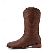 economico Stivali da cowboy e occidentali-stivali da cowboy da uomo in similpelle marrone scuro con ricami intricati: calzature eleganti e resistenti per occasioni in stile western e per l'uso quotidiano