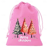 tanie Pakowanie prezentów-7 dużych świątecznych torebek ze ściągaczem - Święty Mikołaj, Wesołych Świąt, czerwony &amp;Zielone upominki na przyjęcie świąteczne z zamknięciem na sznurek, idealne do przechowywania prezentów na Boże