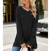 halpa Naisten Yksinkertaiset Paidat-Naisten Pusero Yhtenäinen väri Tyylikäs Vapaa-aika Pitkähihainen Tiukka pyöreä kaula-aukko Tavalliset topit Päivittäin Rypytetty Ruohonvihreä Musta Punastuvan vaaleanpunainen Viini Sininen Kevät