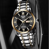 abordables Montres à quartz-La nouvelle montre pour hommes au cadran romain Deblve à la mode et tendance avec bracelet en alliage calendrier lumineux et affichage du jour. C'est un choix idéal pour une vie simple décontractée