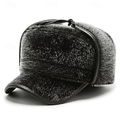 billiga Baseballkeps herr-Herr Vintermössa Öronlappshatt Vinter hattar Vinter varm mössa Vinter baseballkeps med öronlappar Svart Grå Polyester Mode Modernt Modernt Dagliga kläder Datum Enfärgad / vanlig färg Håller värmen