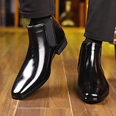 abordables Bottes de Chelsea-Homme Bottes Bottes Chelsea Marche Cuir PU Confortable Antidérapant Bottines Mocassin Bande Élastique Brun claire Brun foncé Noir Été Printemps Automne