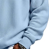 お買い得  メンズ クラシックポロ-男性用 ワッフルポロシャツ ゴルフシャツ カジュアル 祝日 ラペル 長袖 クール 平織り クラシック 秋 春 &amp; 秋 オールシーズン レギュラー ホワイト ライトグリーン ライトブルー ルビーレッド ネイビーブルー パープル ワッフルポロシャツ