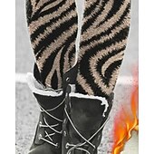 levne -Dámské Legíny Pohodlné legíny Vinobraní Módní Šik ven Plná délka Vysoký pasPantsVánoce Grafika Zebra Potisk Fleece Zahřívací Pohodlný Elastické Venkovní Dovolená ulice Hnědá Podzim Zima Vypasovaný