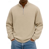 baratos Suéteres básicos-Homens Moletom Moletom com zíper Azul Preto Branco Verde Tropa Azul Marinha Meio Zíper Tecido Imprimir Diário Feriado Para Noite Poliéster Roupa de rua Casual Outono Inverno Roupa Moletons Moletons