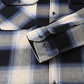 Недорогие фланелевые рубашки-Муж. Shacket Куртка-рубашка Зимняя куртка В клетку Отпуск На каждый день Красный Небесно-голубой Темно-зеленый Оранжевый Длинный рукав Капюшон Осень Зима Одежда Передний карман