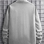 Недорогие фланелевые рубашки-Муж. Рубашка Фланелевая рубашка Кнопка рубашка Верхняя рубашка Серый Длинный рукав Полотняное плетение Лацкан Повседневные На выход Карман Одежда Мода Уличный стиль