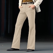 baratos Alargamento-Homens Social Calça larga Parte inferior do sino Calças Bolsos Tecido Conforto Respirável Casamento Ao ar livre Diário Moda Casual Preto Branco