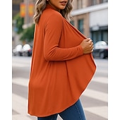 abordables Vestes de course-Femmes Couleur Unie Cardigan ouvert sur le devant Cardigan tricoté Automne manche longue Athleisure Col en V Extérieur Voyage Sportif Rouge vin Noir Violet Tenue de sport Tenues de Sport