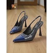 abordables zapatos de tacón con tira-Zapatos de tacón con tira trasera, de charol rojo con estampado de cocodrilo, ideales para fiestas navideñas, cenas festivas o conjuntos elegantes.