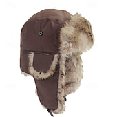 baratos Chapéu para Homem-Homens Aviador Chapéu Ushanka Chapéu de Aviador Chapéu com protetores de orelha Chapéus de inverno Preto Branco Poliéster Estilo vintage Aconchegante Roupa Diária Para Noite Cor Sólida / Simples