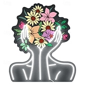 cheap Decorative Lights-Beauty Flower UV Printing LED Neon Decorative Wall Light Indoor Bar Restaurant Bedroom Atmosphere Decorative Light Desktop Ornament Light USB Plug in Dimmable 37.6 * 32CM