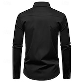 preiswerte Businesshemden für Herren-Herren Hemd Kleidhemd Knopfhemd Einfach Hochzeit Party Schwarz Weiß Wein Marineblau Langarm Revers Frühling Herbst Bekleidung Patchwork