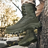 economico Scarponi da trekking-stivali da combattimento impermeabili marroni da uomo con suola ammortizzante e supporto rinforzato alla caviglia, calzature tattiche resistenti per lavoro, escursionismo e campeggio