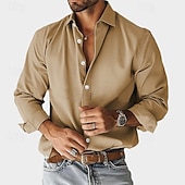 economico Camicie eleganti da uomo-Per uomo Camicia Camicia elegante Camicia casual Semplice All'aperto Streetwear Nero Bianco Blu marino Blu Manica Lunga Bavero Estate Primavera Abbigliamento Puro