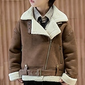 preiswerte Jungen Lederjacken-Kinder Jungen Jacke aus Wildlederimitat Fleecejacke Jacke Oberbekleidung Einfach Langarm Reißverschluss warm halten Winddicht Mantel Täglich Mode Lässig Kamel Braun Herbst Winter 4-12 Jahre