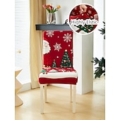 cheap Dining Chair Cover-1/2/4PC/6PC Christmas Milk Silk Printed Chair Cover – Decorative, Anti-Slip &amp; Dustproof Slipcover, Soft Stretch Fabric for All Seasons