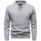 tanie suéter de los hombres-Men's Sweater Pullover Sweater Jumper Ribbed Knit Regular Tops 2 in 1 Knitted Plain High Neck Knitwear Contemporary Casual Daily Wear Clothing Apparel Fall &amp; Winter Black Light Grey M L XL