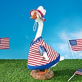 billige Veranda gåseantrekk-2 stk. patriotiske verandagåseantrekk sementgåskostyme 4. juli-stil gåsantrekk inkludert sløyfe og hatt til hagedekorasjon fest uteplass julegave