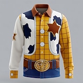abordables Diseño Geométrico-Hombre Patrones de cuadrícula / cuadros Disfraz Diseño de cuello falso y traje Camisa Abotonar la camisa Manga Larga Moda informal Festivos Casual Diario Primavera Otoño Cuello Vuelto Impresión 3D