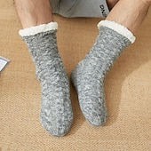  Heren winter fleece vloer sokken warme dikke antislip pantoffels voor volwassenen binnen en buiten