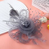 billige Fascinatorer-fascinators Tyll Fedora Bryllup Te Fest Hesteløp cocktail Elegant Årgang Enkel Med Fjær Hodeplagg Hodeplagg