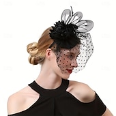 ieftine fascinatoare-Palarioare Tul Material Textil Pălărie Nuntă Petrecere ceai Cursă de cai cocktail Elegant Epocă Cu Pene Tul Diadema Articole Pentru Cap