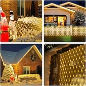 economico Strisce LED-Set di luci a rete collegabili 3 in 1 per interni ed esterni, luci decorative per Natale, Capodanno, matrimonio, atmosfera festiva, telecomando a 13 tasti, tensione di sicurezza 31 V, 1,5 * 1,5 m - 96