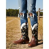Herren Stiefel Cowboystiefel Stickerei Retro Spaziergang Vintage Lässig Outdoor Täglich PU Leder Bequem Rutschfest Atmungsaktiv Mittelstiefel Slipper Braun Frühling Herbst Winter preiswerte Cowboy & Western Stiefel-Herren Stiefel Cowboystiefel Stickerei Retro Spaziergang Vintage Lässig Outdoor Täglich PU Leder Bequem Rutschfest Atmungsaktiv Mittelstiefel Slipper Braun Frühling Herbst Winter