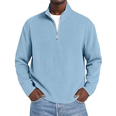 cheap Men's Classic Polo-Men's Corduroy Shirt Textured Casual Outdoor Quarter Zip Long Sleeve Fashion Modern Solid Color Warm Corduroy Fall Spring &amp;  Fall Fall &amp; Winter Regular Fit Blue Dark Red Black Navy Blue Green Khaki