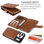 Недорогие Чехлы для iPhone-телефон Кейс для Назначение iPhone 17 Pro Max 17 Air Кошелек для карт Откидная крышка Магнитный Откидная подножка Разъем для карты Ретро ТПУ Кожа PU