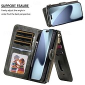 Недорогие Чехлы для iPhone-телефон Кейс для Назначение iPhone 17 Pro Max 17 Air Кошелек для карт Откидная крышка Магнитный Откидная подножка Разъем для карты Ретро ТПУ Кожа PU