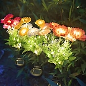 abordables Éclairage au sol-Lampes solaires de jardin, lampe solaire décorative extérieure étanche en forme de fleur, pour jardin, cour, patio, pelouse, décoration extérieure de Noël ou d'Halloween, cadeaux idéaux pour la fête