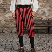 Недорогие Низ-Ретро Средневековый 17ый век Пиратские Штаны Пираты Рыцарь Викинг Крестоносец Ranger Кулиска В полоску Маскарадный костюм Муж. Пираты Хэллоуин Карнавал РИЖД Рен Фэйр Взрослые Брюки