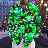 Weihnachten Herren Funkelnder Glitzer Weihnachtslicht Hemd Knopfhemd Langarm Modisch lässig Ferien Frühling Herbst Umlegekragen 3D-Druck Eine Tasche vorne Leinenähnliches Hemd Orange Grün Rosenrot preiswerte Weihnachtslicht-Outfit-Weihnachten Herren Funkelnder Glitzer Weihnachtslicht Hemd Knopfhemd Langarm Modisch lässig Ferien Frühling Herbst Umlegekragen 3D-Druck Eine Tasche vorne Leinenähnliches Hemd Orange Grün Rosenrot