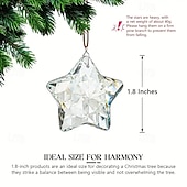 baratos Ornamentos-Conjunto de 6 enfeites de Natal em vidro transparente facetado em formato de estrela, ideais para centros de mesa, captadores de luz solar e decoração de cristal para árvores de Natal, janelas,