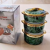 baratos Conjunto de Cozinha-Conjunto de aquecedor de alimentos Touch, 3 peças, caçarola térmica com tampas, recipiente isolado em aço inoxidável para alimentos quentes/frios, utensílio de cozinha antiaderente, revestimento