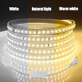 お買い得  プラグストリップライト-LED防水IP65ライトストリップ、16.4～328フィート、強力な粘着剤付きLEDライトストリップ、単列120LED、二列240LED、オン/オフスイッチ付きプラグワイヤー、屋内寝室キャビネット下装飾用