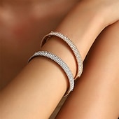 ieftine Brățări-Zirconia cubică Stil Vintage Clasic Forma alfabetului Modă Personalizat Simplu La modă Crom Bijuterii brățară Argintiu / Auriu Pentru Nuntă Petrecere Logodnă Bal