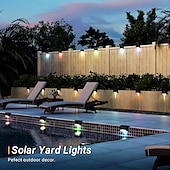 olcso Pathway Lights &amp; Lanterns-napelemes teraszvilágítás kültéri, napelemes oldalsó lámpák, vízálló LED-es lámpa kültéri teraszokhoz, korláthoz, lépcsőkhöz, lépcsőfokokhoz, kerítéshez, udvarhoz és teraszhoz, karácsonyi dekorációs