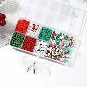 baratos kit de fazer miçangas-Contas de natal para fazer joias, pingentes de contas de argila para fazer pulseiras e colares, artesanato faça você mesmo, kit de contas de vidro para festas, acessórios de joias artesanais, presente